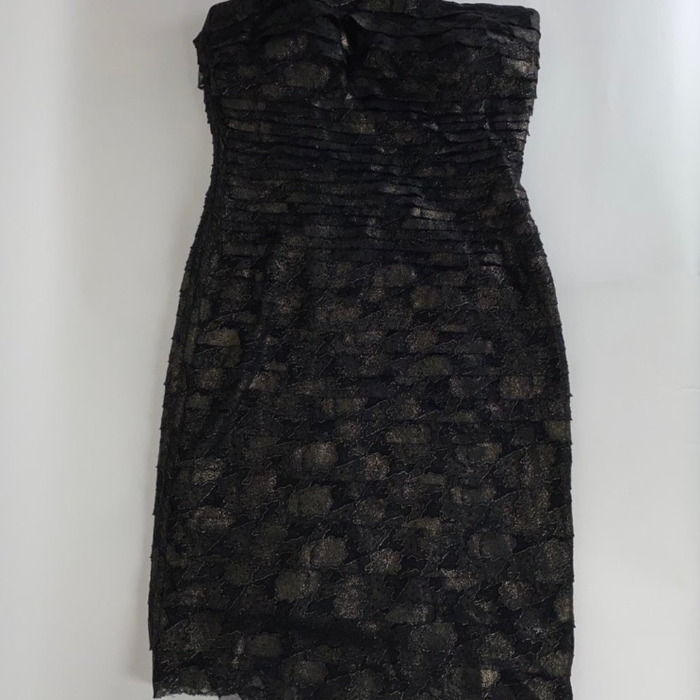 Black & Gold Ruffled Cocktail Dress - Picture 4 of 6
